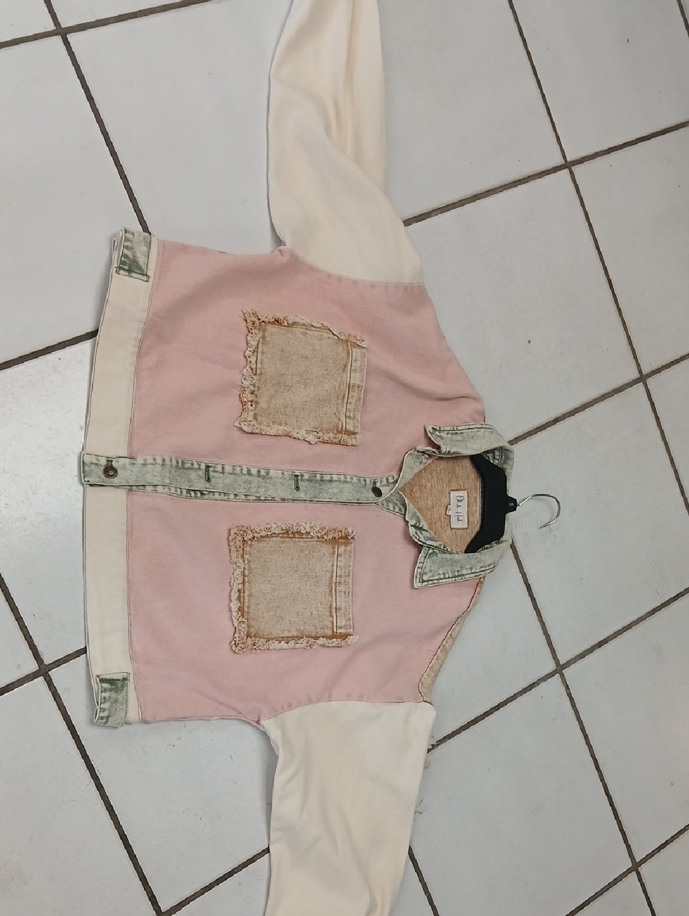 Oli & Hali Pink and Cream Denim-Style Kids Jacket